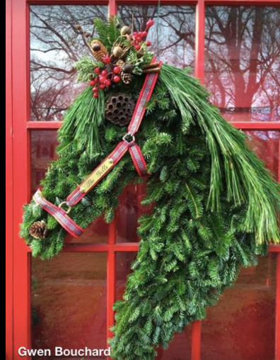 Horse Wreath with fresh greenery Wed. Dec. 5th at Clearview Arena 7 pm