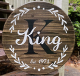 24 inch Round family name signs
