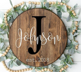 24 inch Round family name signs
